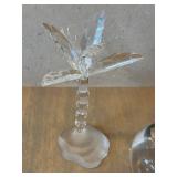 O - Crystal Palm Tree (5.5 in) - Lead Crystal Glass Apple & Heart-Shaped Photo Frame - Handcrafted in Brazil