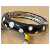 Polka Dot Enamel Bracelets - Set of 3 - Red, Yellow & Black