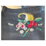 Black Leather Clutch, Evening Bag with Pink Floral Clutch, Beaded Bag & Gloves