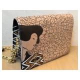 Black Leather Clutch, Evening Bag with Pink Floral Clutch, Beaded Bag & Gloves