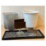 DR - Two Wastebaskets, Napkin Holder, Soap Holder and Decorative Tray