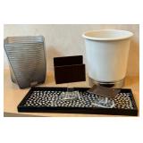DR - Two Wastebaskets, Napkin Holder, Soap Holder and Decorative Tray