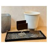 DR - Two Wastebaskets, Napkin Holder, Soap Holder and Decorative Tray