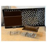 DR - Two Wastebaskets, Napkin Holder, Soap Holder and Decorative Tray