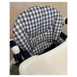 DR - Peg-Perego Prima Pappa High Chair - White Tray & Navy Check Cushion