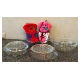 DR - Pyrex Vintage Glass Dishes - 3-Piece Lidded Bowl Set, Includes 3-Quart Bowl (Chipped Lid)