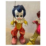DR - Vintage Mexican Folk Paper Mache Clown Figurines - Hand-Painted 8-10.5 in Tall (Lot of 3)