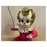 DR - Vintage Mexican Folk Paper Mache Clown Figurines - Hand-Painted 8-10.5 in Tall (Lot of 3)