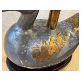 DR - Pewter Duck Lamp with Frosted Glass Flower Shade