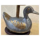 DR - Pewter Duck Lamp with Frosted Glass Flower Shade