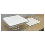 DR - Two Lucite Serving Trays including a Lucite White and Clear Countertop Pedestal Cake Stand and