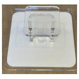 DR - Two Lucite Serving Trays including a Lucite White and Clear Countertop Pedestal Cake Stand and