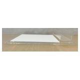 DR - Two Lucite Serving Trays including a Lucite White and Clear Countertop Pedestal Cake Stand and