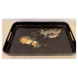 DR - Japanese Lacquer Serving Tray - Black With Gold Floral