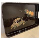 DR - Japanese Lacquer Serving Tray - Black With Gold Floral