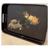 DR - Japanese Lacquer Serving Tray - Black With Gold Floral