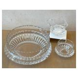 DR - Gorham Nachtmann Lyric Crystal Serving Bowl with Creamer & Sugar Set