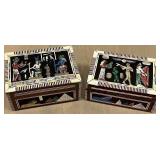DR - Egyptian Trinket Boxes - Handmade, Painted Scenes, Red Interiors - 2 pcs