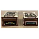 DR - Egyptian Trinket Boxes - Handmade, Painted Scenes, Red Interiors - 2 pcs