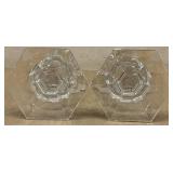 DR - Val Saint Lambert Crystal Candlesticks Pair - 7 in Tall