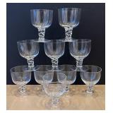 DR - 10 Vintage Cordial Glasses - Twisted Stemware