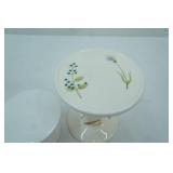 3ct White Ceramic Pedestal stands, Porcelain scoop, cheese knife