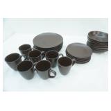 Matte Dark Brown Dinnerware Set