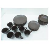 Matte Dark Brown Dinnerware Set