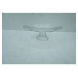 Ribbed Clear Glass Pedestal Cake Stand