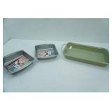 NEW Square Cake Pans, Enamel Pan and Carry Wire Holder