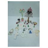 Christmas Ornaments, Birdhouse and Cross Figurines and other Decor