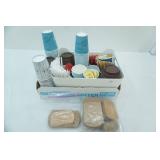 Caribou Coffee Disposable Cups, Lids, Stir Sticks, Sugars and Poly Container