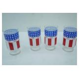 Vintage Libbey Stars and Stripes Glasses. Set of 4