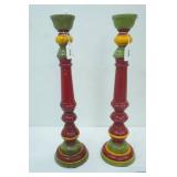 17.5" tall Wooden Candlestick Holders (Pier1 Sticker on the bottom)