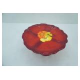 Laurie Gates Ceramic Cake Stand (dessert/appetizer plate) Red Floral