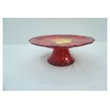 Laurie Gates Ceramic Cake Stand (dessert/appetizer plate) Red Floral