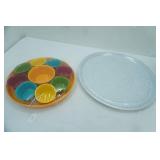 Party Serving Tray with 9 Bowls (hard poly) and Large Metal Serving Tray