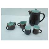 Vintage Red Wing Pottery USA Village Green Brown Coffee pot Set