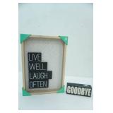 NEW Live Well, Laugh Often Wooden Wall Decor 10"x 14", and Hello Wooden Sign 6"x2.5"x1.5"