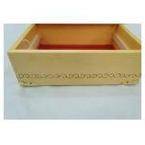 Handmade Wood-Burned Jewelry Box. Red felt lined. 12x8.5"x 4"