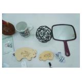 Decor, Ceramic Dishes, Diffuser things, hand-held mirror, wire ball, vintage coffee cup, beads and more