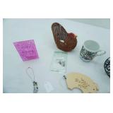 Decor, Ceramic Dishes, Diffuser things, hand-held mirror, wire ball, vintage coffee cup, beads and more