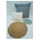 Throw Pillows, Round Woven Mat, Doily