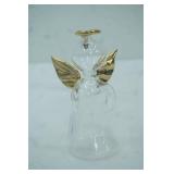 Hand-Blown Clear Glass w/Gold Accents Angel and Halo Figurine 5.5" tall