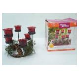 Better Homes & Gardens Berries & Pinecones 6 Tealight Centerpiece. NEW