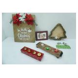 Christmas Decor, LED Tea Lights, woven tree basket