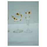 Sunflower Clear Glass Stemmed Cordial Glasses