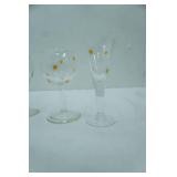 Daisy Clear Glass Stemmed Cordial Glasses