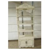 Antique/Vintage Hutch Cabinet. French Provincial-Style. Distressed matt cream color. 28"x 14"x 73"