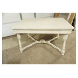 Vintage Wooden Dining Room Table. Painted Cream. Slip Leaf 48"x34"x30"